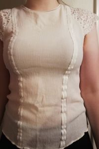 Cream Blouse with Lace Detail